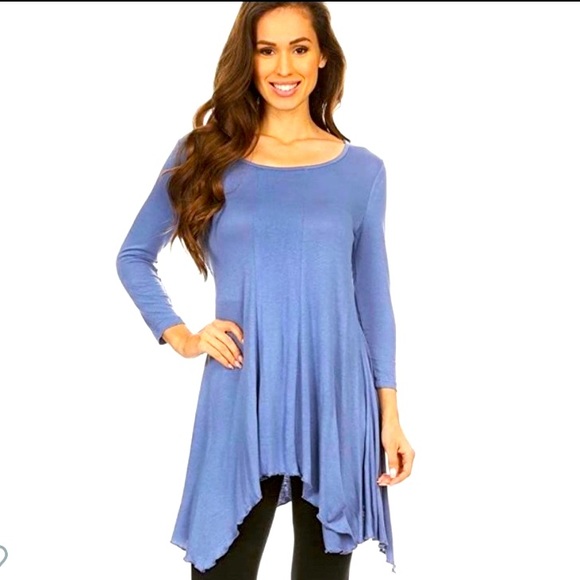 🆕YELETE: Asymmetrical Tunic- Slate Blue Size L - Picture 1 of 7